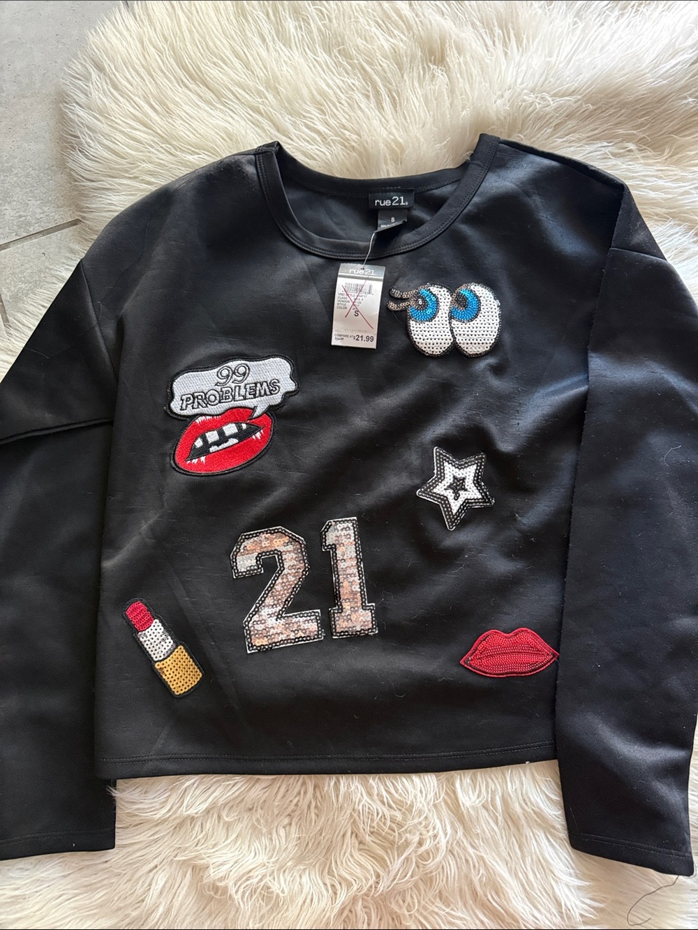 👄EMBROIDERED CREWNECK JERSEY SWEATER👀